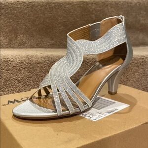 Elegant Silver Strappy Heels